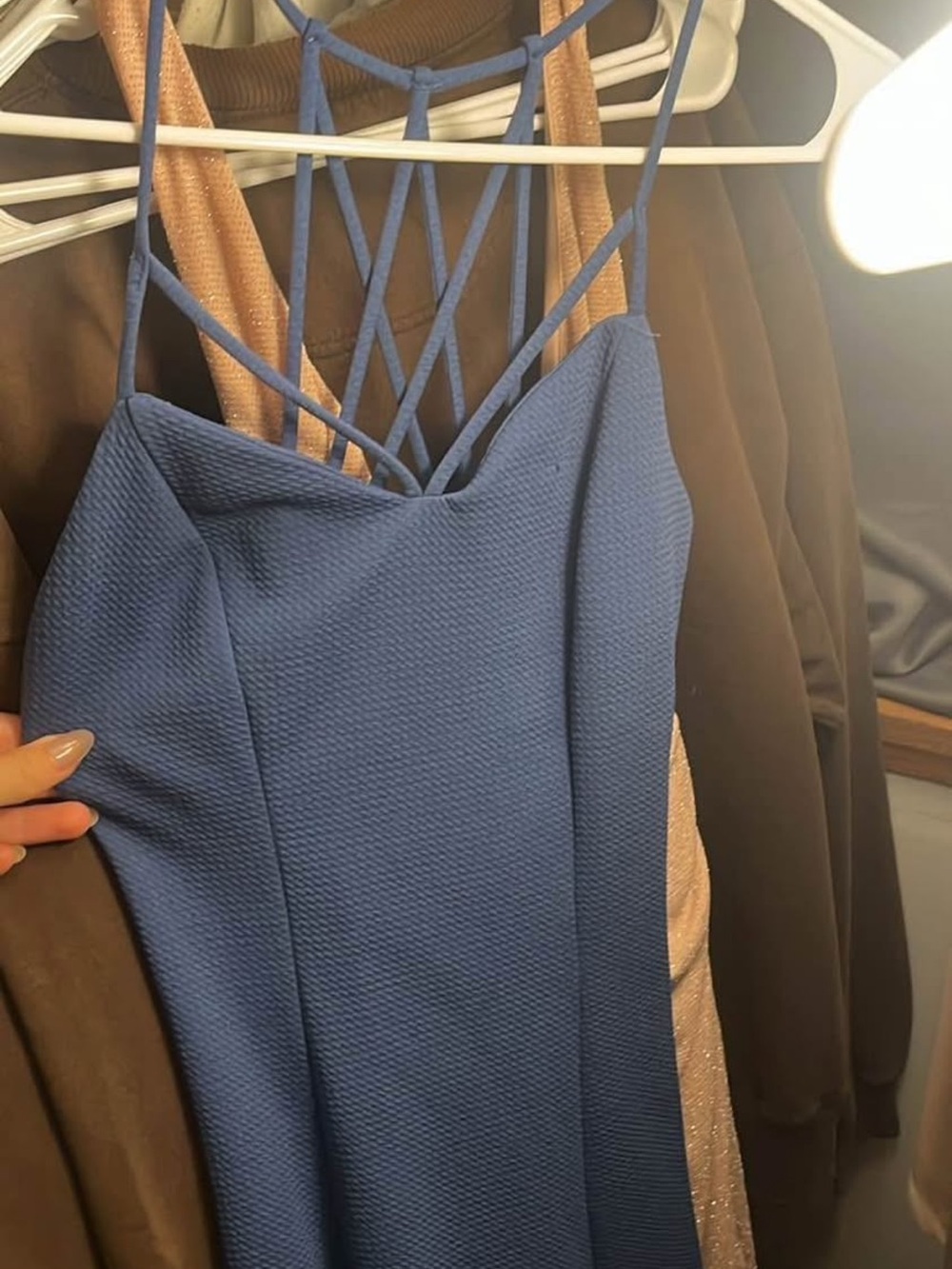 Strappy Blue Textured Women’s Dress